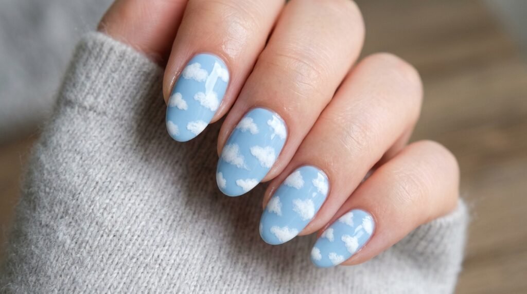 baby blue nail design