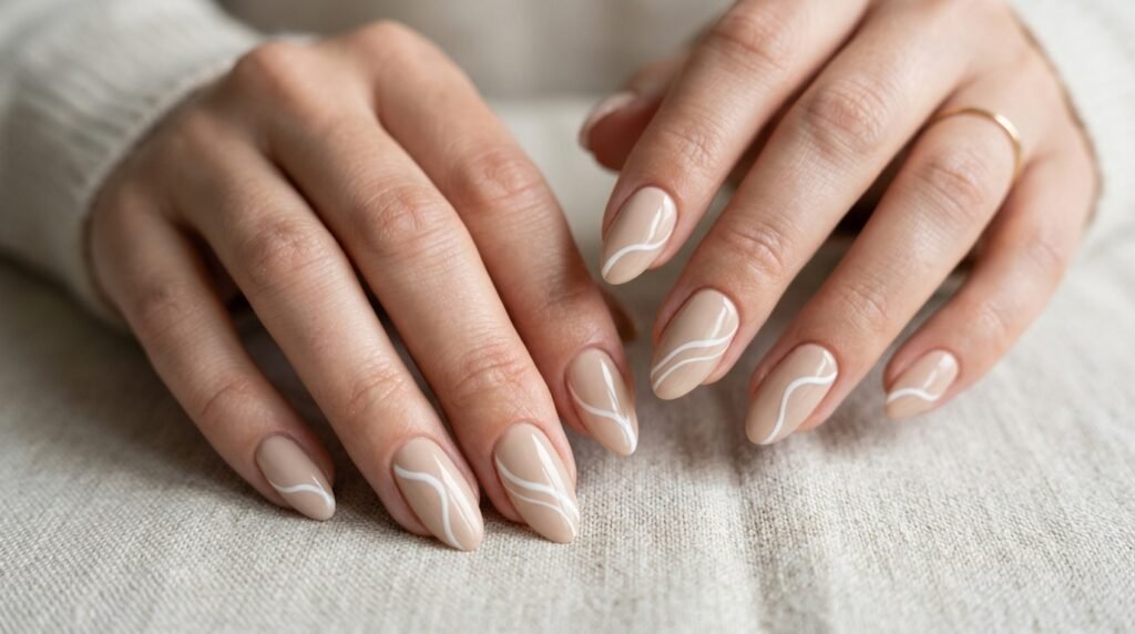 Beige Wave Nails