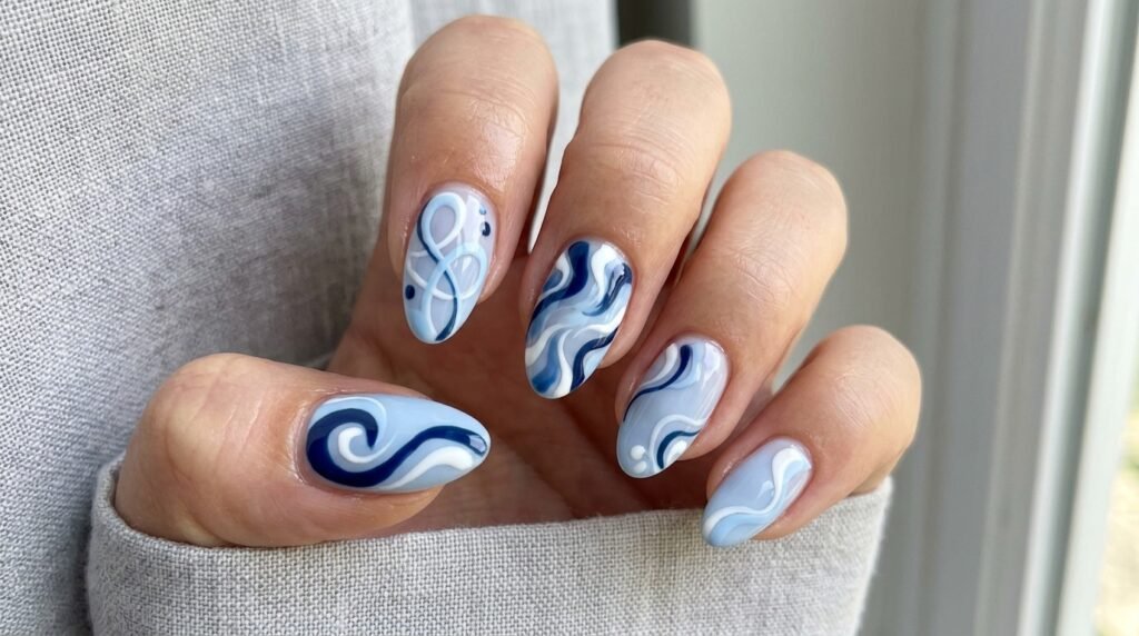 easy nail design ideas blue