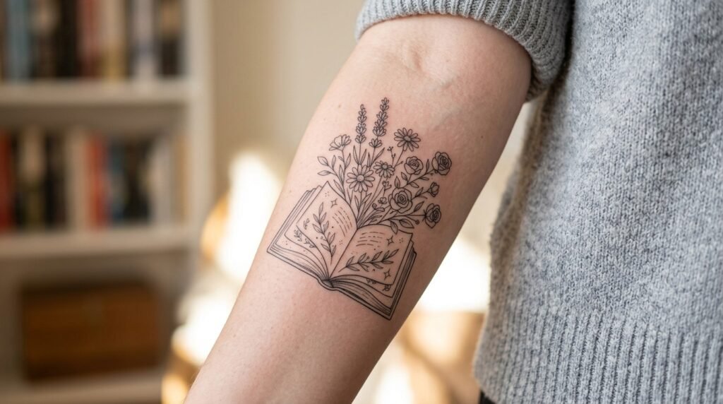 Book Flower Tattoo