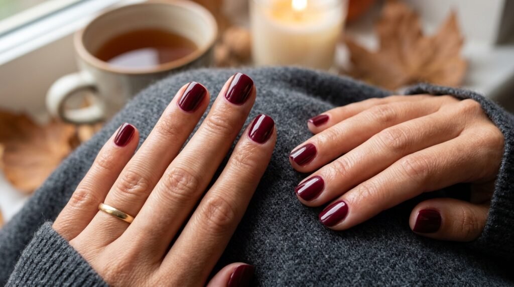 Burgundy Gloss Nails