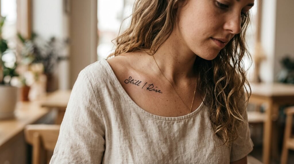 Collarbone Quote Tattoo