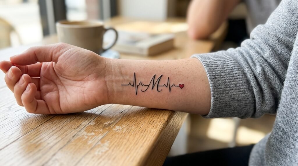 Heartbeat Initial Tattoo