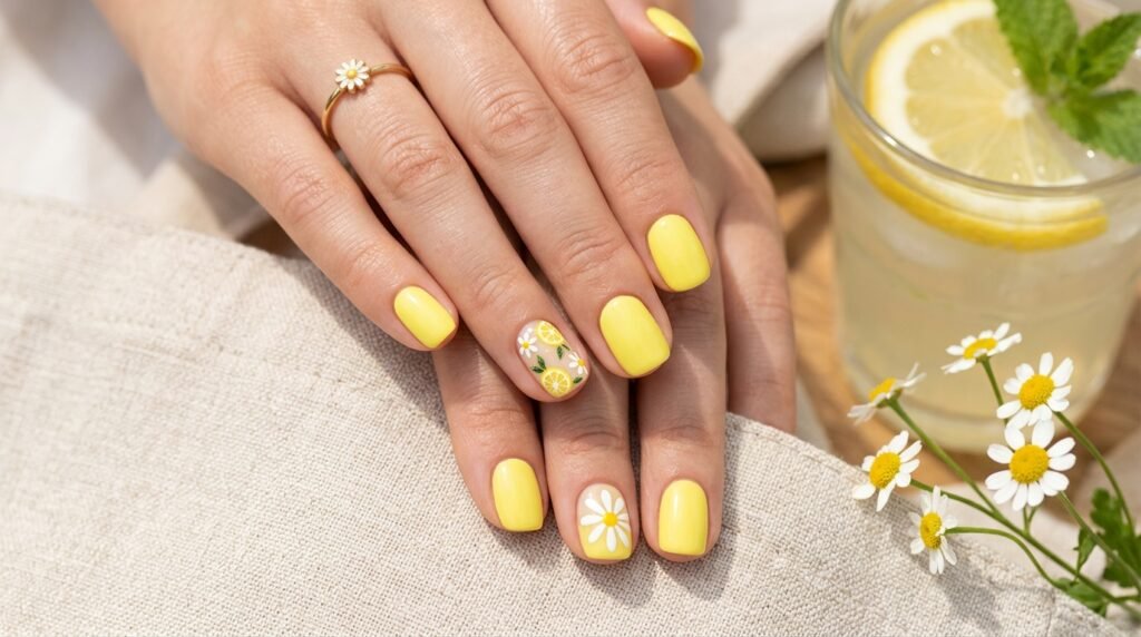 Yellow summer nails