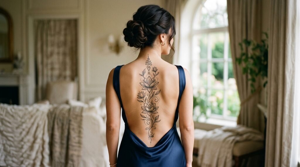 Lotus Spine Tattoo