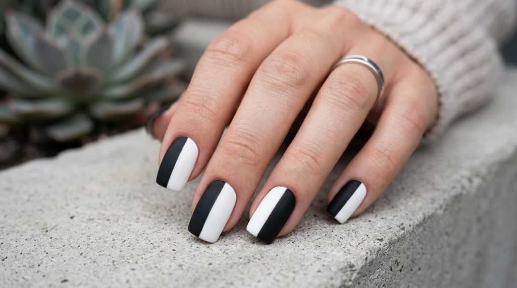 nails design white and black
