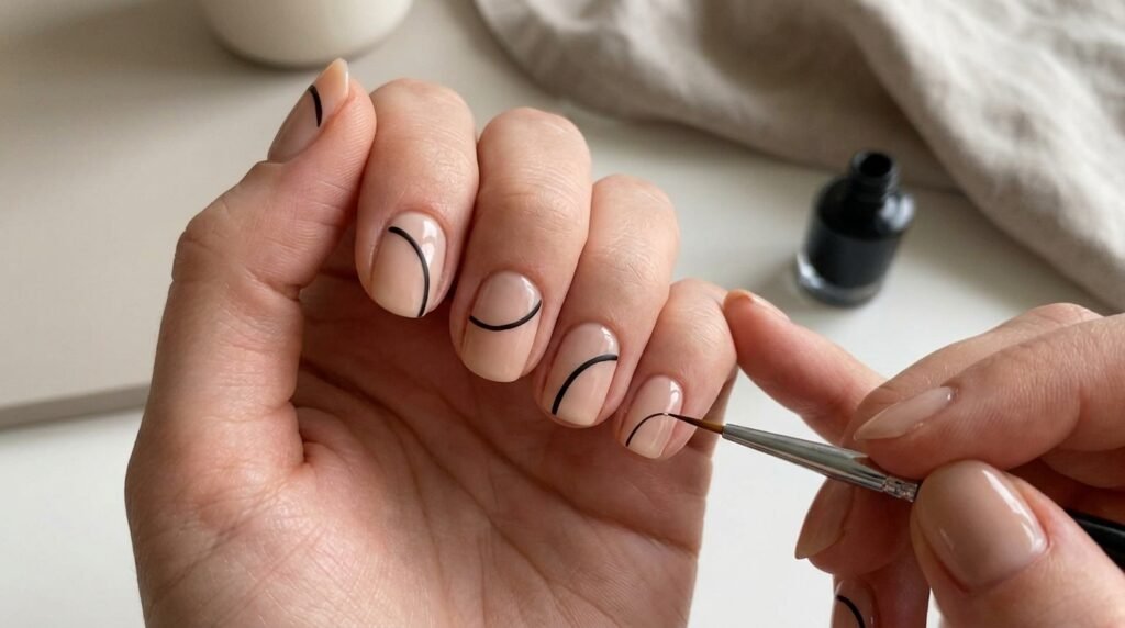 Simple Line Art Nails
