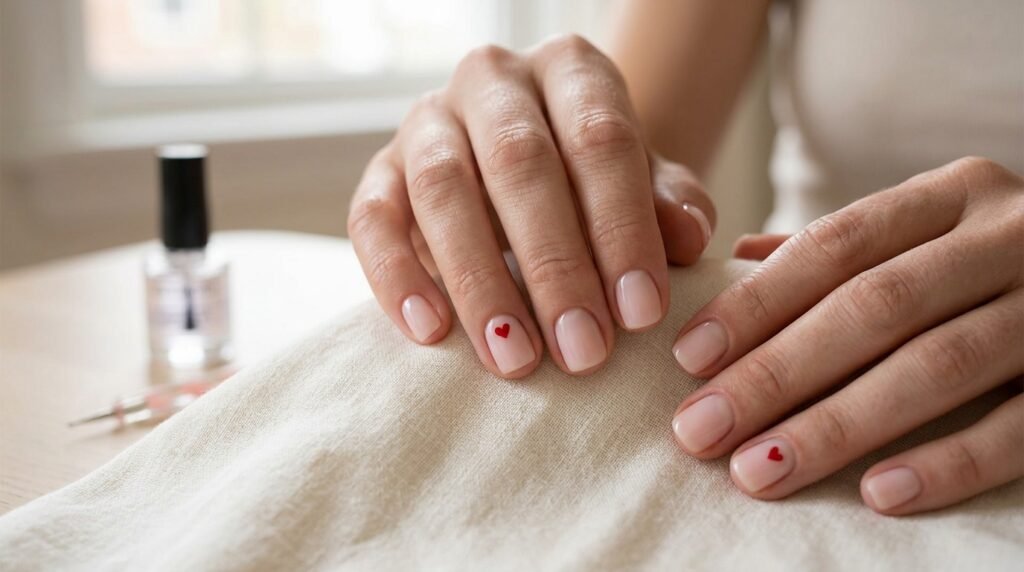 Tiny heart manicure