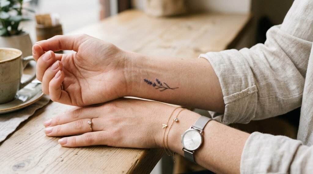 Lavender Wrist Tattoo