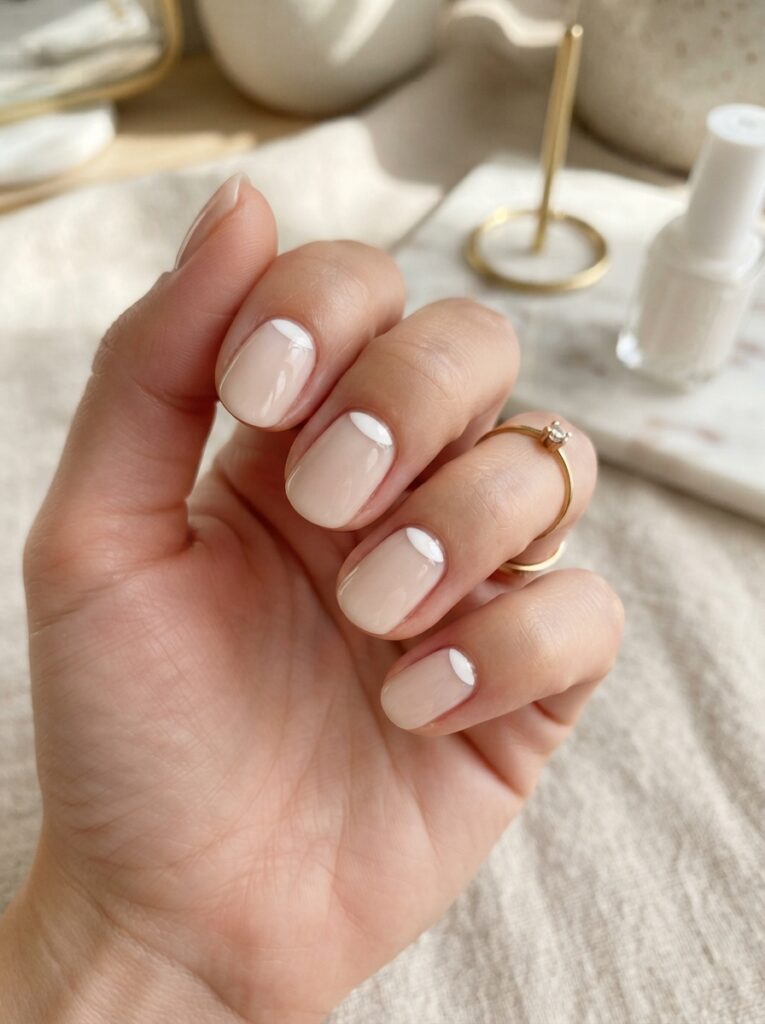 Minimal half moon manicure