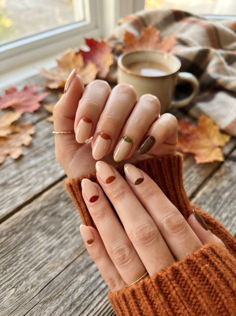 Autumn half moon nails