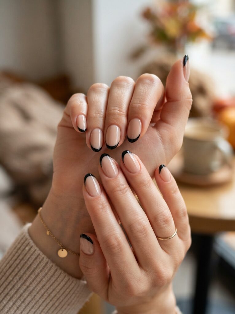 Black French manicure