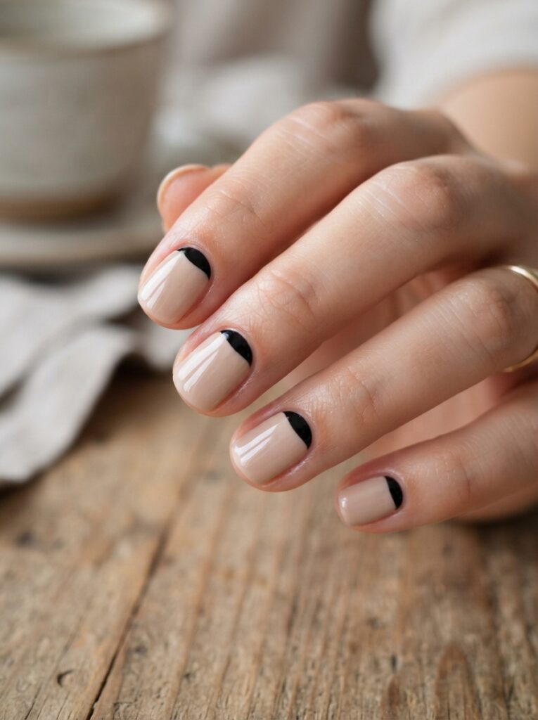 Black half moon nails