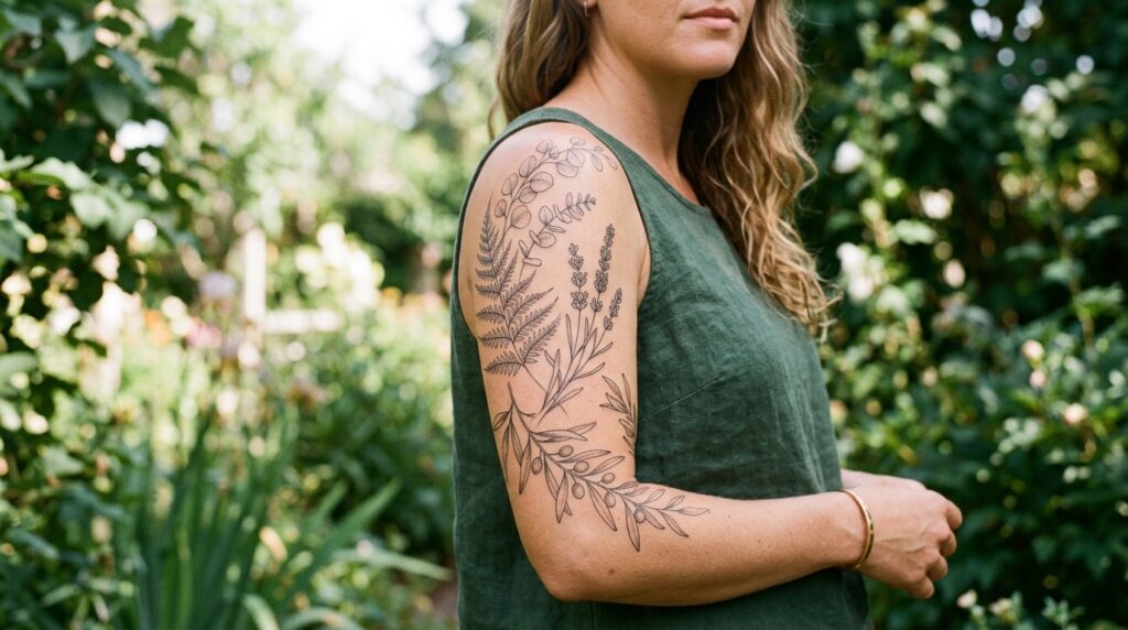 Botanical arm tattoo
