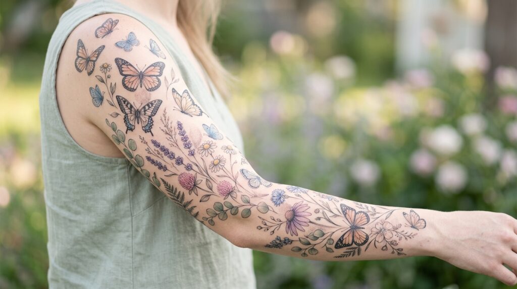 Butterfly floral sleeve