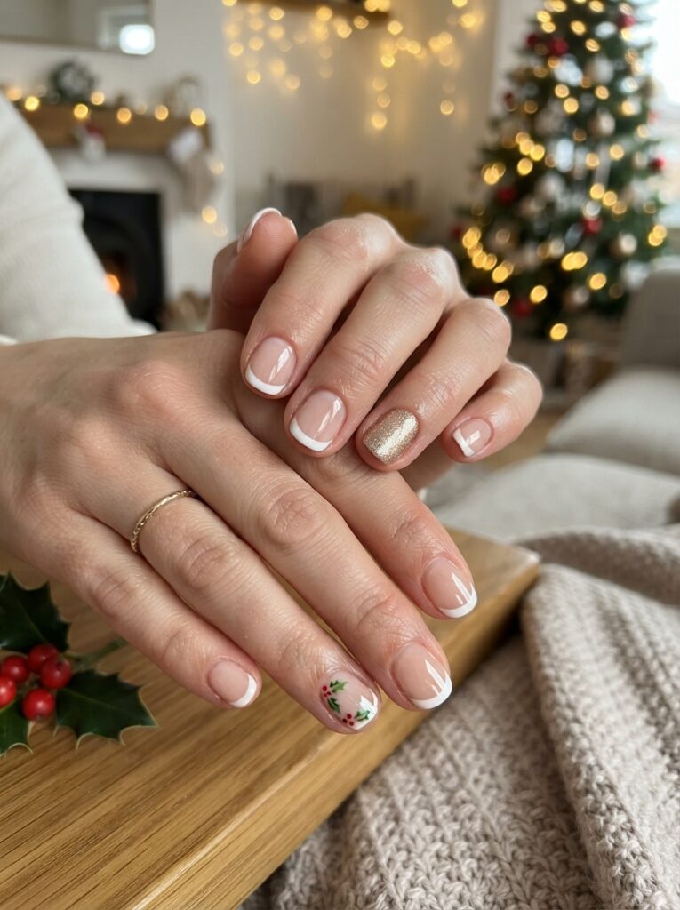 Christmas French manicure