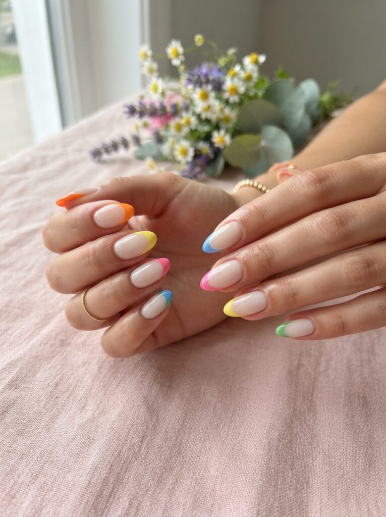 colorful almond tips