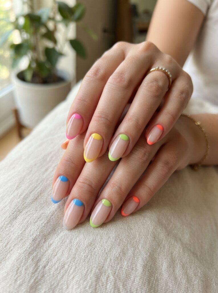 Colorful half moon nails
