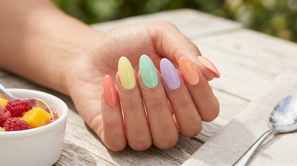 Sorbet Rainbow Nails