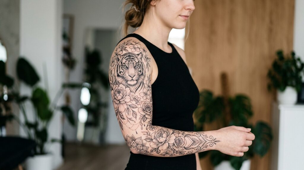 Tiger sleeve tattoo