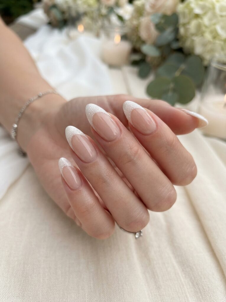 glitter almond tips