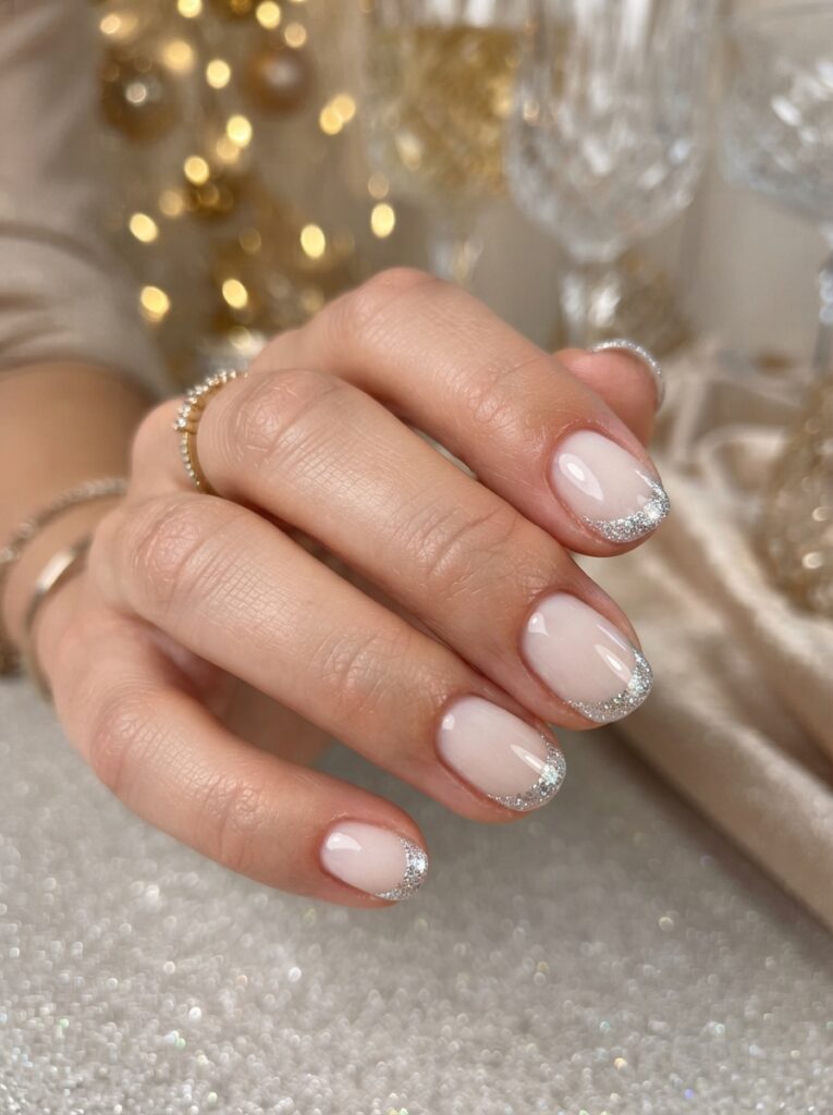 White glitter French tips