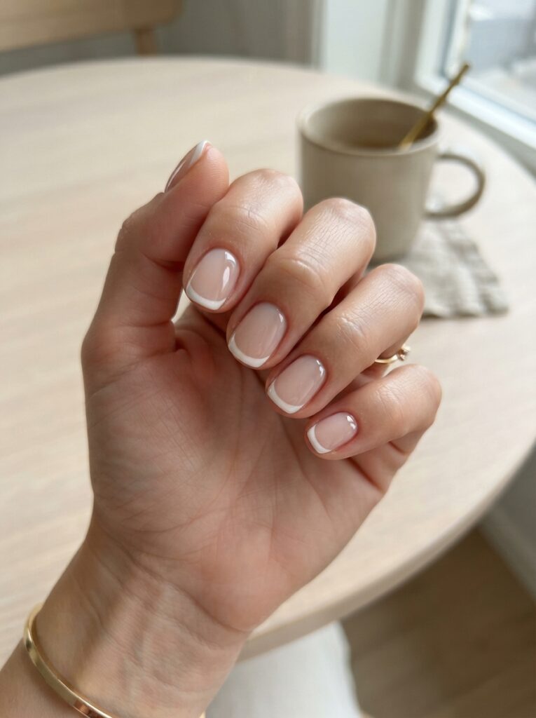 Natural French tip nails