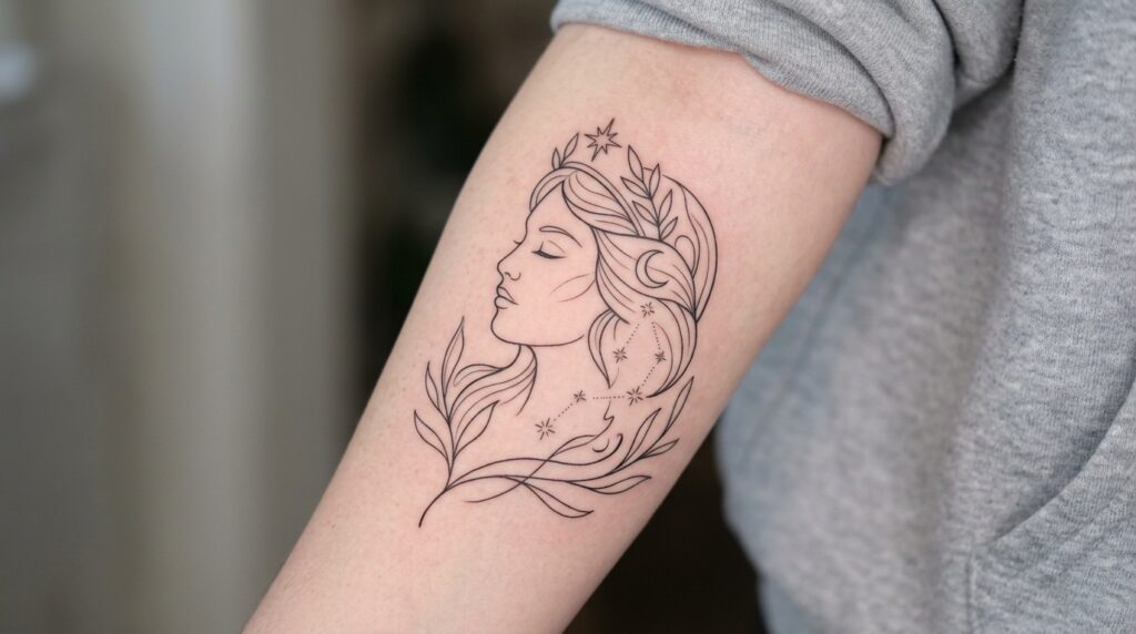 Goddess line tattoo
