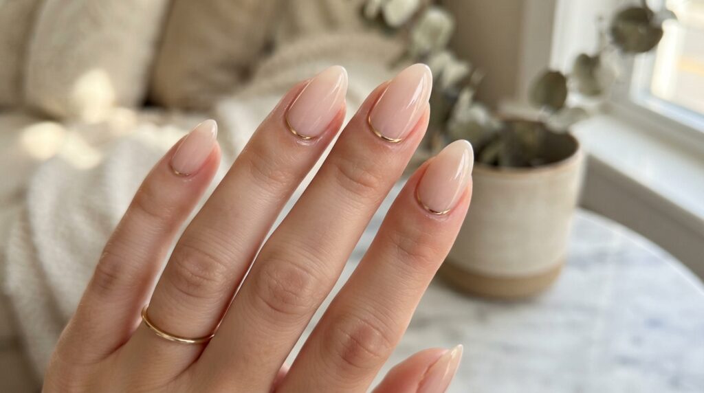 Gold half moon nails