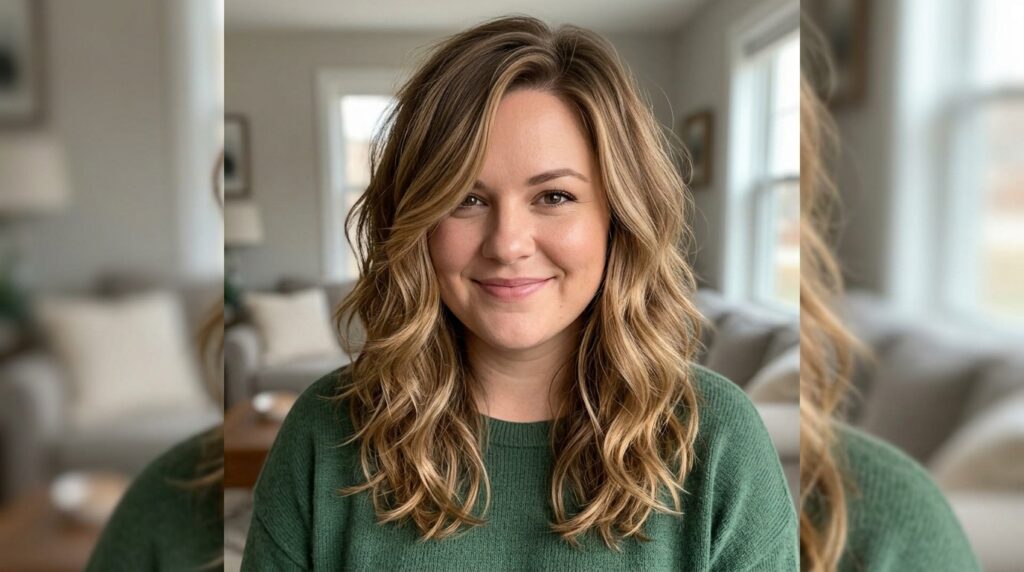 wavy hair and round face