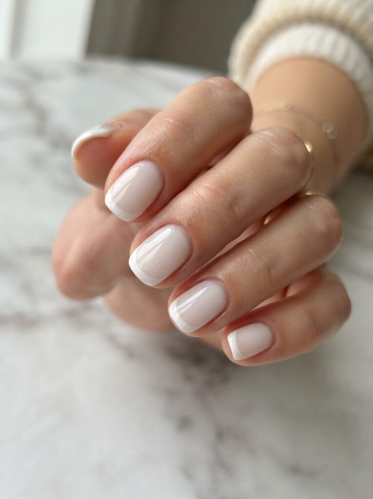 Milky white French manicure