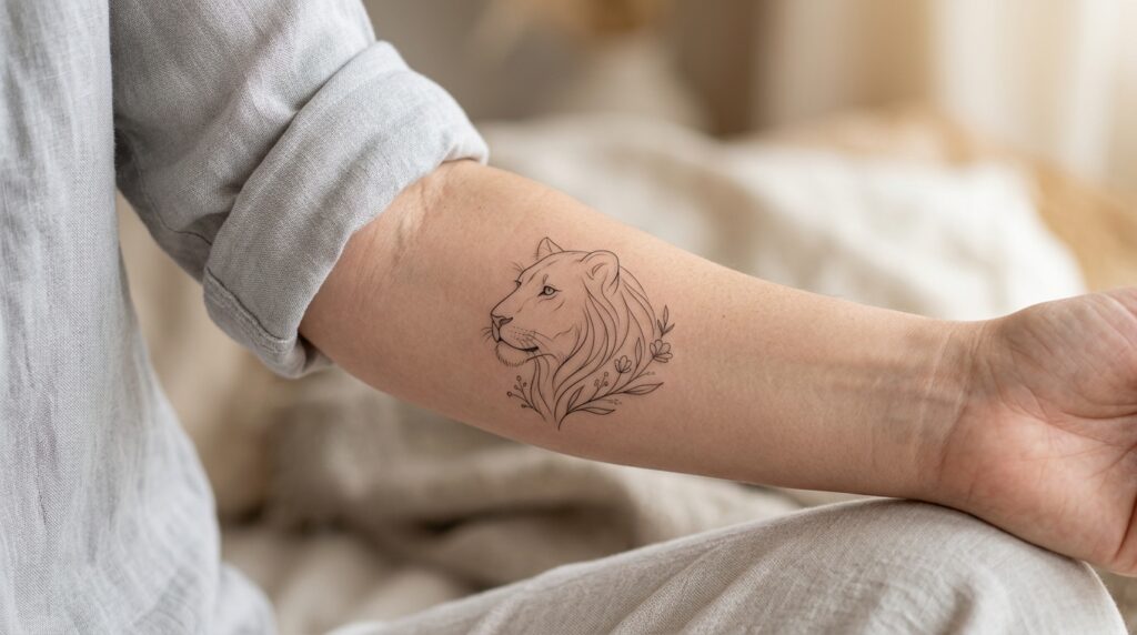 Small lioness tattoo