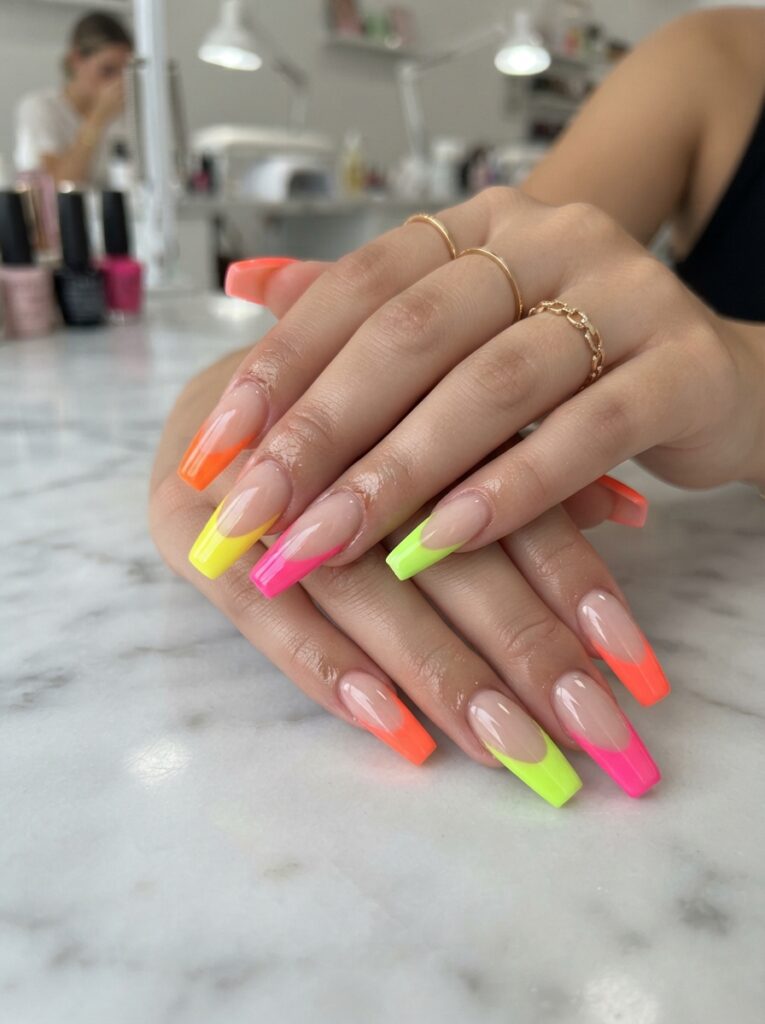 Neon Coffin Nails