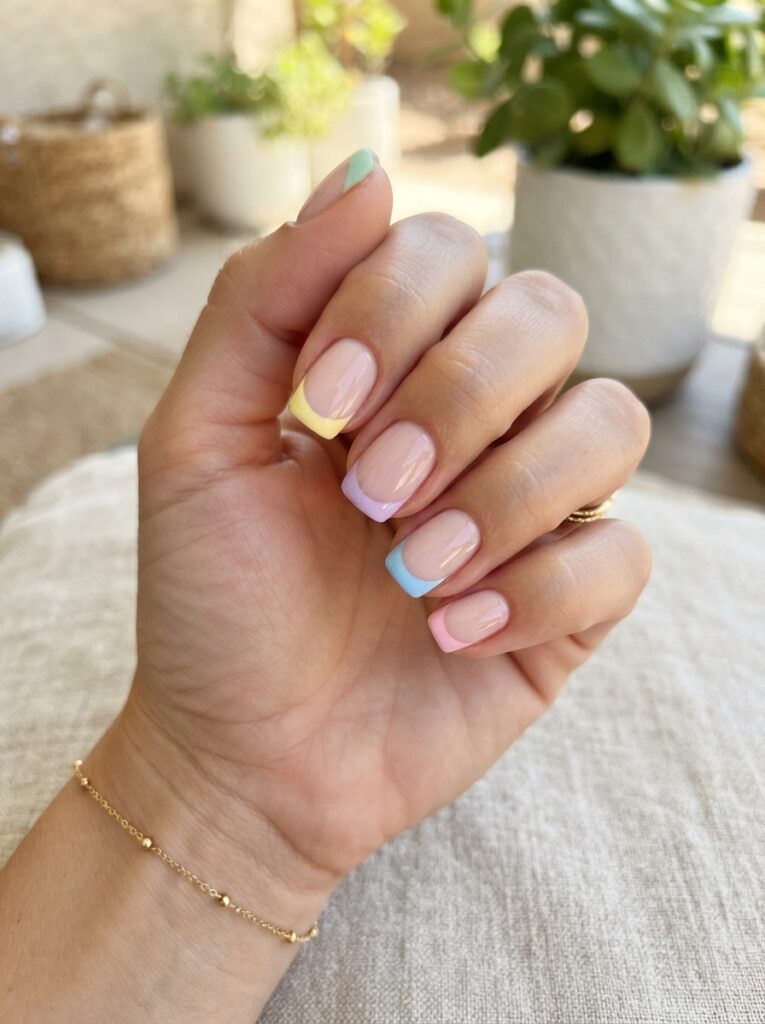Pastel summer French manicure