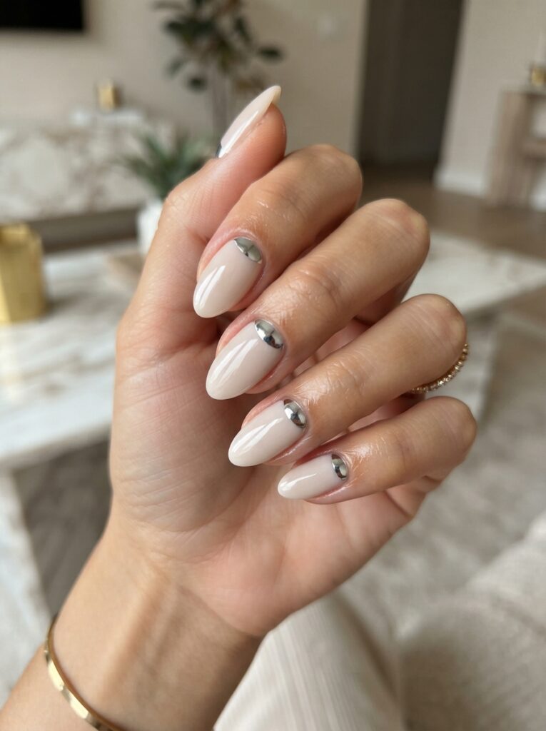 Chrome half moon nails