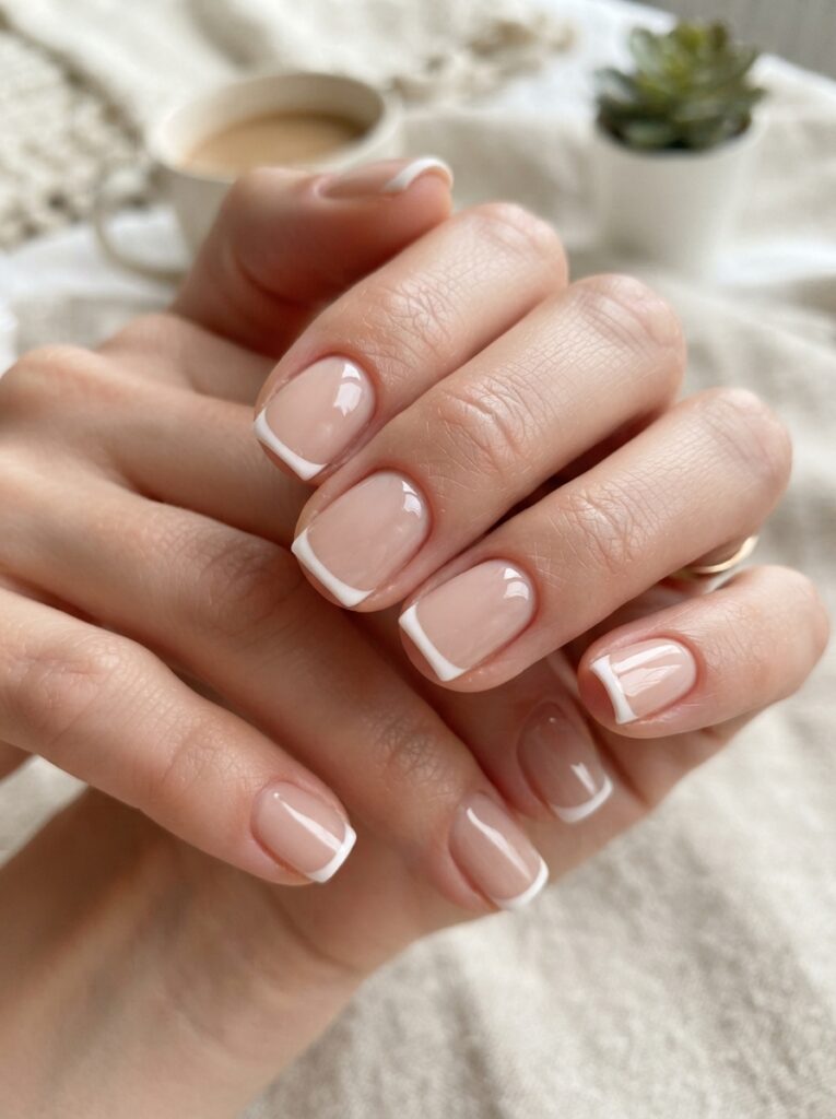 Short French tip manicure