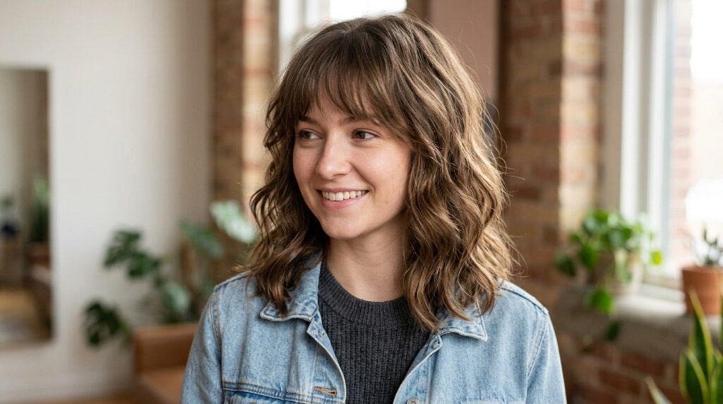 wavy hair for women with bangs