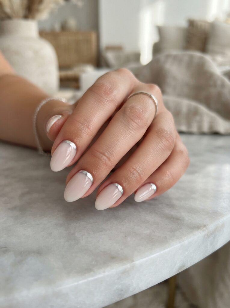 Silver moon nail design