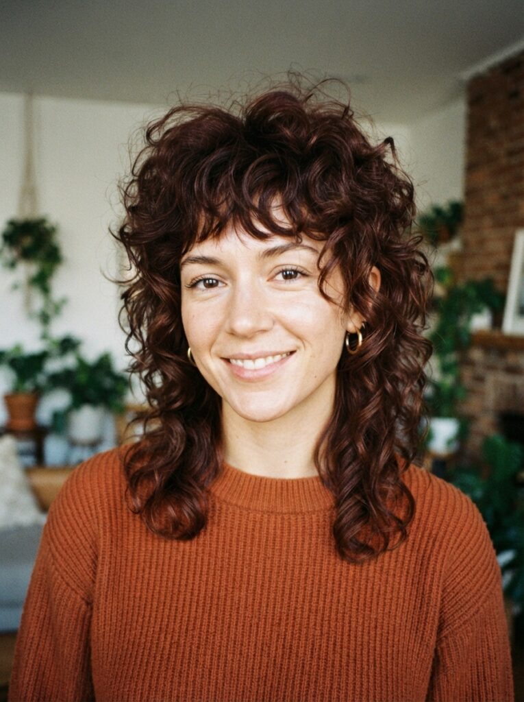 Layered Curly Wolf Cut