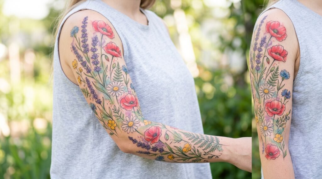Watercolor flower sleeve