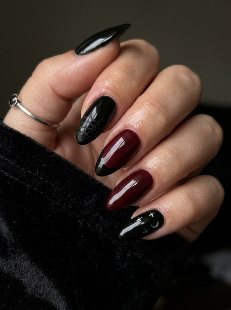 Almond Nails With Gothic Details