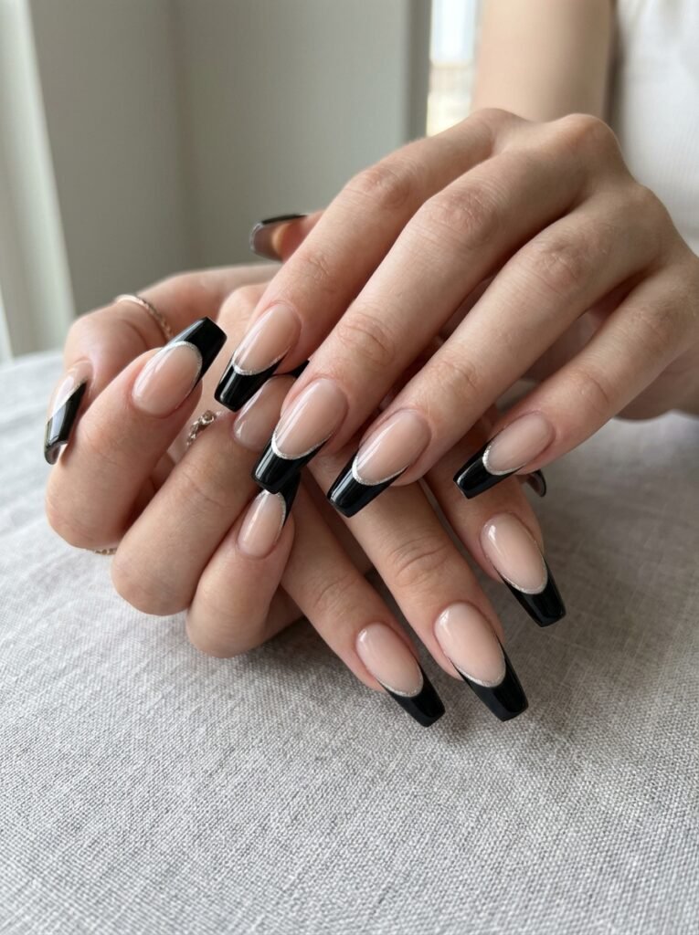 Black French coffin tips