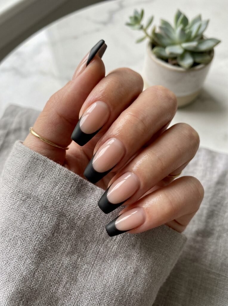 Black French Tip Coffin