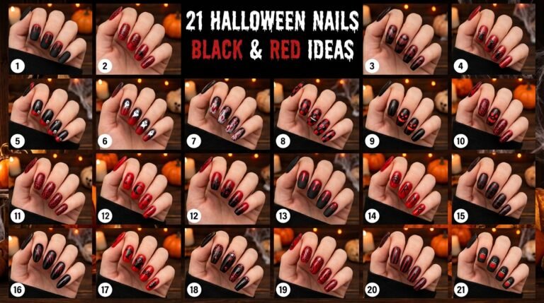 Halloween Nails Black and Red