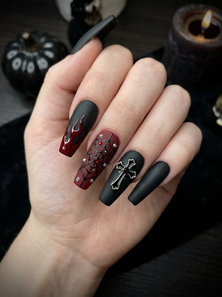 Dark Gothic Coffin Manicure