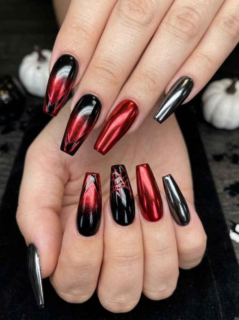 Black Red Chrome Shine