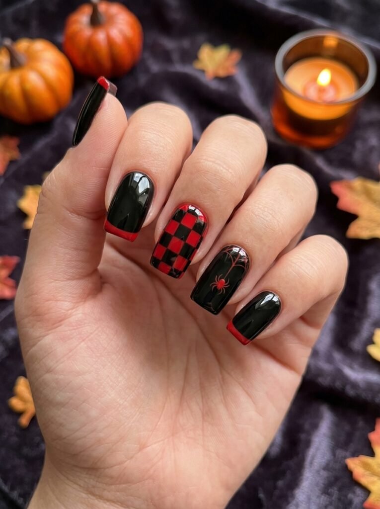 Black and Red Square Tips