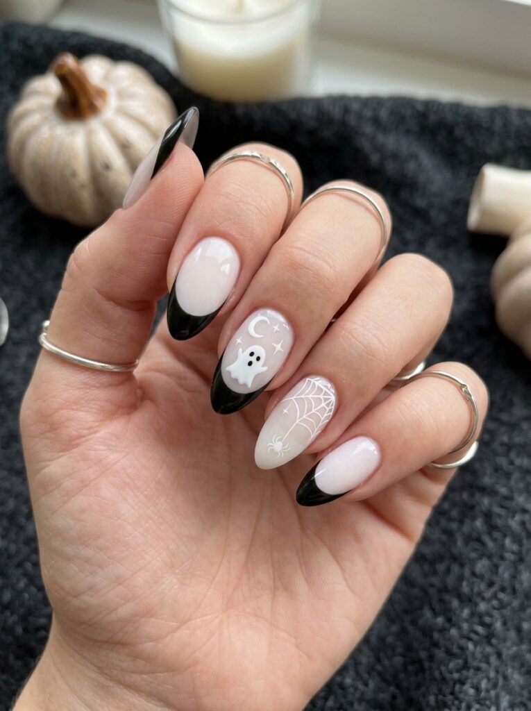 Almond Halloween manicure
