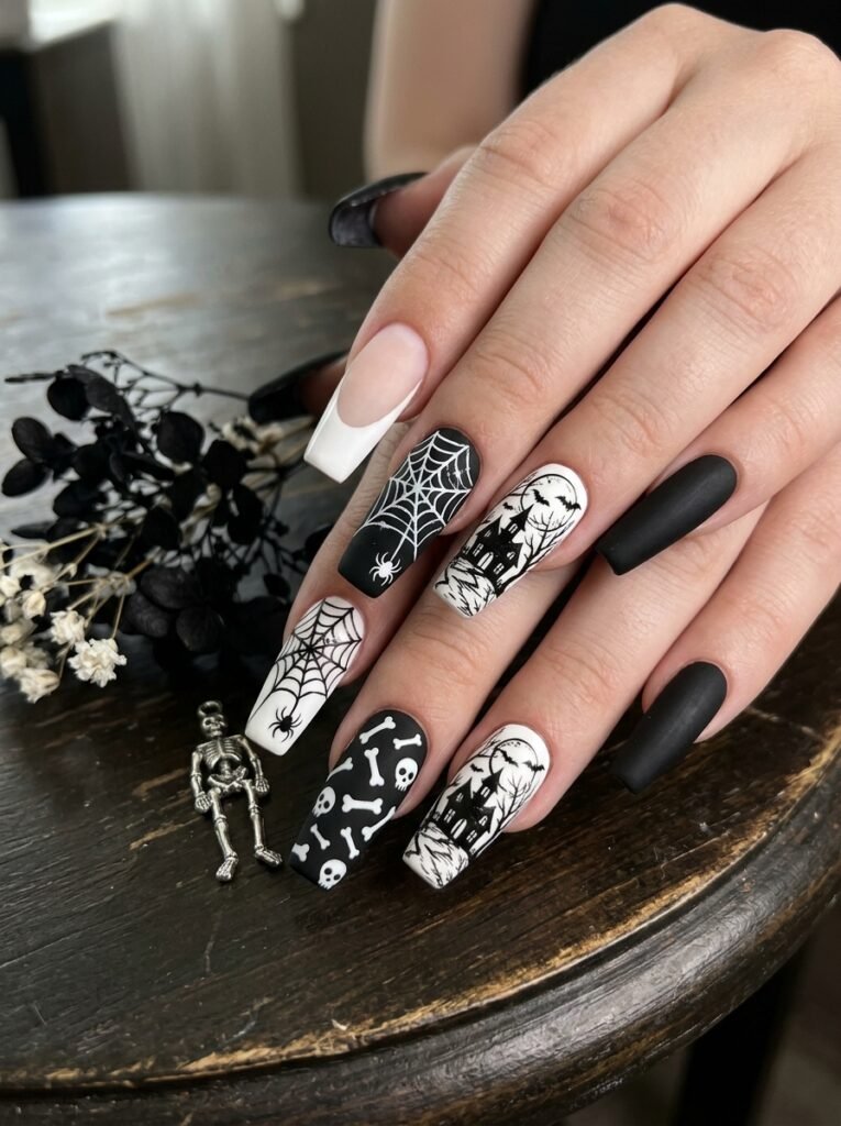 Coffin Halloween nail art