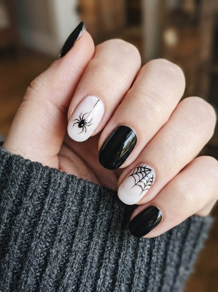 Tiny spider nail accent